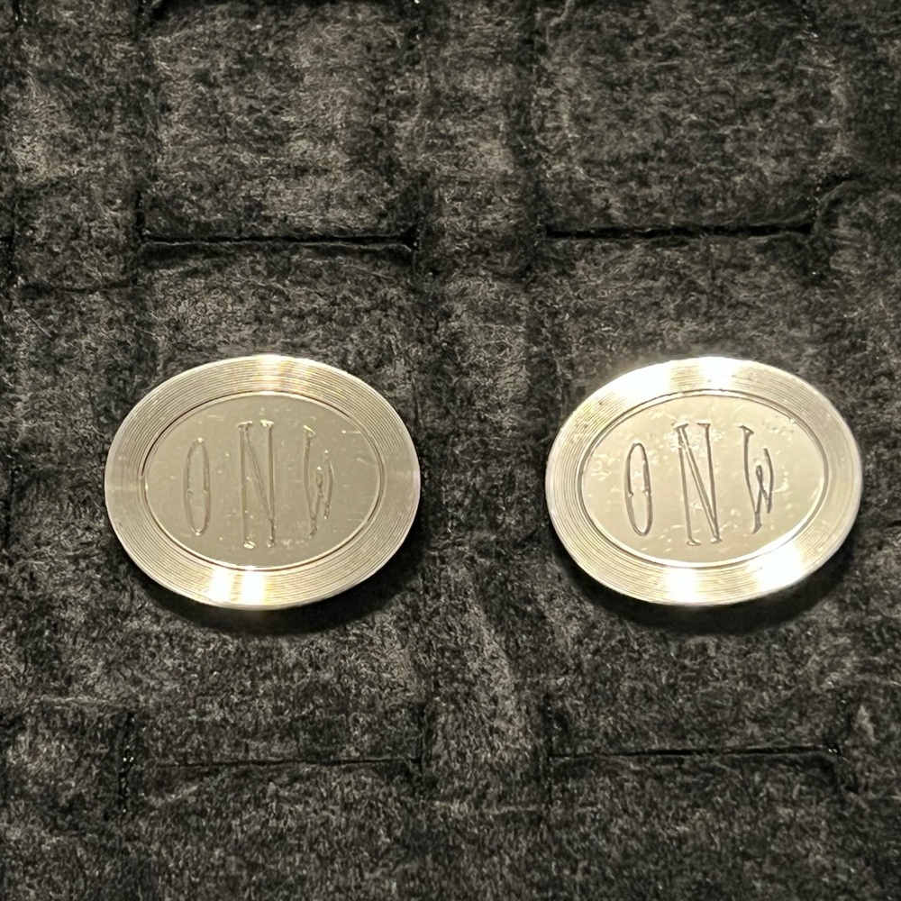 Lamode Sterling Monogram Oval Silver Cufflinks - - image 1